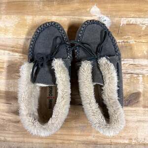 Minnetonka Women's Chrissy Suede Bootie Slippers in Grey